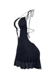 Prettyswomen Midnight Serenade Halter Lace Cut Out Mini Dress