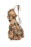 Prettyswomen Breathless Mesh Print Ruffle Mini Dress