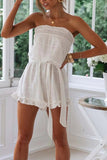 Prettyswomen Call Your Shot Cotton Blend Off Shoulder Ruffle Belted Loose Romper