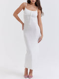 Prettyswomen White Knit Maxi Dress