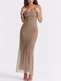 Prettyswomen Cafe Au Lait Beaded Maxi Dress