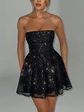 Prettyswomen Sequin Bow Strapless Mini Dress