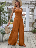 Prettyswomen Women Summer Ruffled Tether Wide Legs Jumpsuits