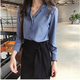 Prettyswomen-shop 2000s fashion Autumn New Women's Suit Collar Chiffon Shirt Women's Long-Sleeved Shirt Solid Color Bottoming Shirt Top