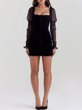 Prettyswomen Black Velvet Mini Dress