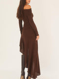 Prettyswomen Bateau Neck Long Sleeve Maxi Dress