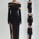 Prettyswomen Solid High Slit Multi Wearing Design Bandeau Maxi Dress