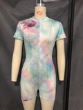 Prettyswomen Sexy Tie Dye Zipper Tight High Elastic Romper Pants