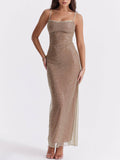 Prettyswomen Cafe Au Lait Beaded Maxi Dress