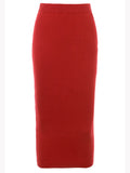 Prettyswomen Red Knit-Blend Maxi Skirt