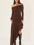 Prettyswomen Bateau Neck Long Sleeve Maxi Dress