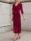 Prettyswomen French Elegance Velvet Midi Dress