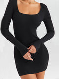 Prettyswomen Black Ribbed Knit Mini Dress