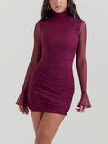 Prettyswomen Mulberry Gathered Mini Dress