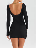 Prettyswomen Black Ribbed Knit Mini Dress