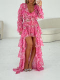 Prettyswomen Ophelia Chiffon Ruffle Maxi Dress In Pink