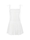 Prettyswomen French Breasted Lace Up Pleated Mini Dress