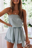 Prettyswomen Call Your Shot Cotton Blend Off Shoulder Ruffle Belted Loose Romper