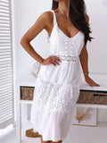 Prettyswomen V-Neck Suspenders Hollow Lace Dress