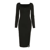 Prettyswomen Long Sleeve Black Maxi Dress