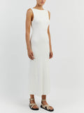 Prettyswomen Off-White Sleeveless Midi Dress