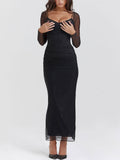 Prettyswomen Black Backless Bodycon Suspender Maxi Dress