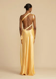 Prettyswomen Moonlit Soiree Satin Asymmetrical One Shouder Backless Strap Maxi Dress