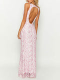 Prettyswomen Farida Pink Lace Maxi Dress