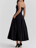 Prettyswomen Black Strapless Midi Dress