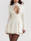 Prettyswomen Ivory Bow Mini Dress