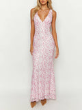 Prettyswomen Farida Pink Lace Maxi Dress