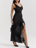 Prettyswomen Black Ruffle Maxi Dress