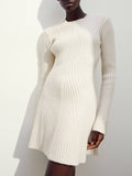 Prettyswomen Knitted Hollow Mini Dress