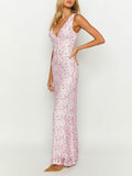 Prettyswomen Farida Pink Lace Maxi Dress