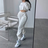 Prettyswomen Alice Solid Color Cropped Long Sleeve Sweatshirt High Waist Sweatpants Matching Set