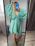 Prettyswomen Woven Plunge Skater Mini Dress