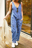 Prettyswomen Pocket V Neck Suspender Denim Jumpsuit