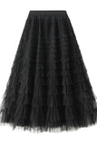 Prettyswomen Be Your Own City Queen Tiered Elastic Waist Tulle Maxi Skirt