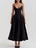 Prettyswomen Black Strapless Midi Dress