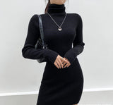 Prettyswomen High Neck Long Sleeve Hip Dress