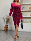 Prettyswomen Nipped-Waist Velvet Midi Dress