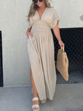 Prettyswomen Slit V-Neck Effortless Maxi Long Dress (Buy 2 Free Shipping)