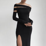 Prettyswomen Solid High Slit Multi Wearing Design Bandeau Maxi Dress