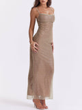 Prettyswomen Cafe Au Lait Beaded Maxi Dress