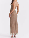 Prettyswomen Cafe Au Lait Beaded Maxi Dress