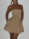 Prettyswomen Sequin Bow Strapless Mini Dress