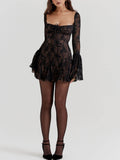 Prettyswomen Black Lace Corset Dress