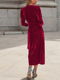 Prettyswomen French Elegance Velvet Midi Dress