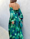 Prettyswomen Calista Green Bloom Cut Outs Maxi Dress