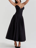 Prettyswomen Black Strapless Midi Dress